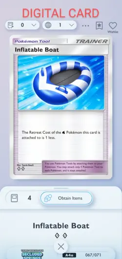 Inflatable Boat Pokemon Pocket Mobile Game Secluded Springs Set ◇◇Rare Item Card - Image 1
