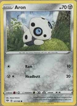 Aron 121/189 Non Holo Common Darkness Ablaze Pokemon Card NM - Image 1