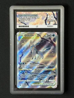 ACE 10 Glaceon VSTAR GG40/GG70 Pokemon Card Crown Zenith Galarian GEM MINT - Image 1