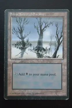 Magic The Gathering MTG SNOW-COVERED SWAMP Ice Age HP Heavily Played - Image 1