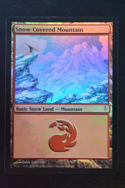 Magic The Gathering MTG SNOW-COVERED MOUNTAIN FOIL Coldsnap LP Lightly Played - Image 1