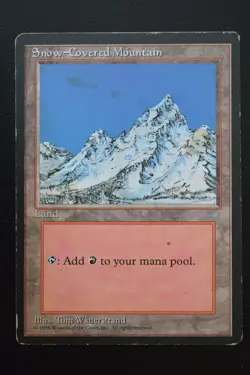 Magic The Gathering MTG SNOW-COVERED MOUNTAIN Ice Age HP Heavily Played - Image 1