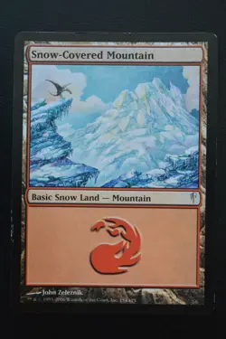 Magic The Gathering MTG SNOW-COVERED MOUNTAIN Coldsnap HP Damaged - Image 1