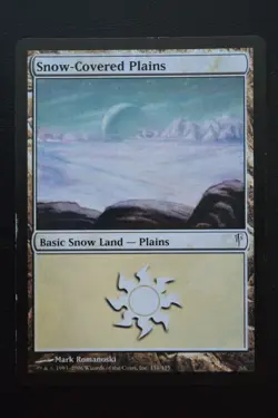 Magic The Gathering MTG SNOW-COVERED PLAINS Coldsnap HP Damaged - Image 1