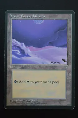 Magic The Gathering MTG SNOW-COVERED PLAINS Ice Age HP Damaged - Image 1
