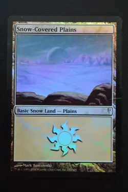 Magic The Gathering MTG SNOW-COVERED PLAINS FOIL Coldsnap HP Damaged - Image 1