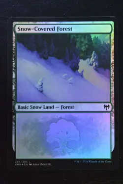 Magic The Gathering MTG SNOW-COVERED FOREST (284) FOIL Kaldheim LP Played - Image 1