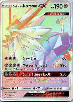 Dusk Mane Necrozma GX 163/156 Ultra Prism Secret Rare Pokemon Card NEAR MINT - Image 1