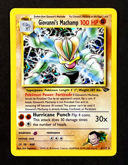 2000 Pokemon GIOVANNI'S MACHAMP Gym Challenge HOLO RARE Set Card 6/132 SWIRL NM+ - Image 1