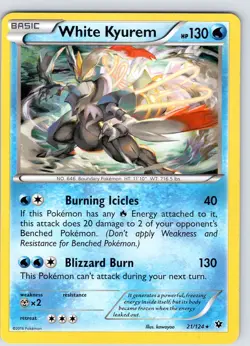 Pokemon TCG White Kyurem XY Fates Collide 21/124 Holo Rare Card NM - Image 1