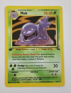 Pokemon Muk Fossil 1st Edition Holo Rare Card 13/62 Near Mint/Mint Condition - Image 1
