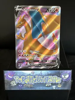 Pokemon Card Charizard V SWSH050 Black Star Promo Full Art Holo Rare Played - Image 2