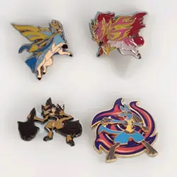 Pokemon TCG Official Pokemon Enamel Pin Lot of 4 Zacian Zamazenta Lucario - Image 1