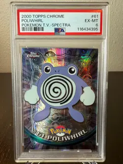 Pokemon 2000 Topps Chrome Poliwhirl Spectra PSA 6 Excellent-Mint #61 - Image 1