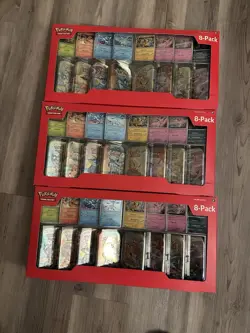 Pokemon Prismatic Evolutions 8 Mini Tins 3 pack Costco Bundle IN HAND - Image 1