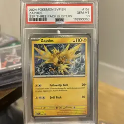2024 Pokemon Svp En Zapdos Ssp Three Pack Blisters PSA 10 - Image 1