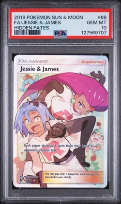 Jessie and James 2019 Pokemon Sun Moon FULL ART Hidden Fates PSA 10 - Image 2