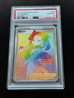 2020 Pokemon Sword & Shield Secret Rare Full Art Marnie 208/202 PSA 10 Gem Mint - Image 1