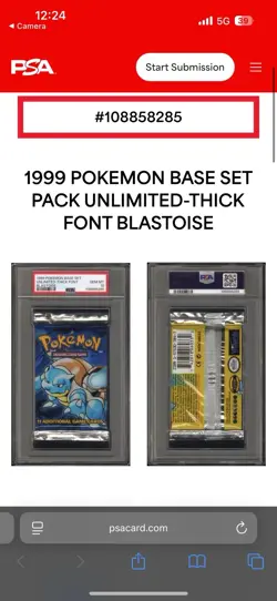 Pokemon 1999 Base Set Blastoise Booster Thick Font Unlimited Pack PSA 10 - Image 4