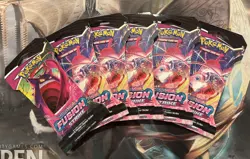Pokemon TCG: Sword & Shield Fusion Strike Sleeved Booster Pack - LOT OF 6 PACKS - Image 1