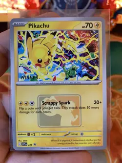 2025 Pokemon Pikachu SVP225 Worlds Celebration Tournament Winner Promo - NM - Image 2
