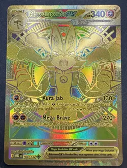 Pokemon TCG Mega Lucario EX Gold 188/132 Mega Evolution DMG READ DESCRIPTION - Image 1