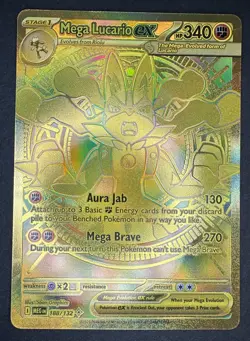Pokemon TCG Mega Lucario EX Gold 188/132 Mega Evolution DMG READ DESCRIPTION - Image 2