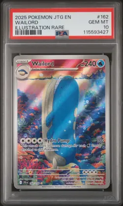 2025 POKEMON JTG EN-JOURNEY TOGETHER ILLUSTRATION RARE #162 WAILORD PSA 10 - Image 1