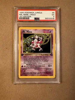 1999 Pokemon 1st Edition Jungle Mr. Mime Holo 6/64 PSA 5 EX - Image 1