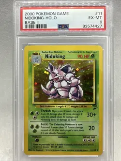 2000 Pokemon Game 11/130 Nidoking Holo Base II PSA 6 EX-MT - Image 1