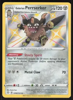 Pokemon TCG Shining Fates: Shiny Vault #SV087/SV122 Galarian Perrserker NM - Image 1
