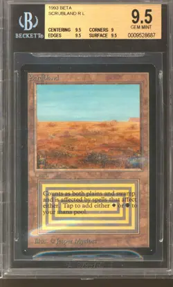 Magic MTG Beta Scrubland BGS 9.5 GEM MINT (9.5, 9, 9.5, 9.5) POP 46 - Image 1