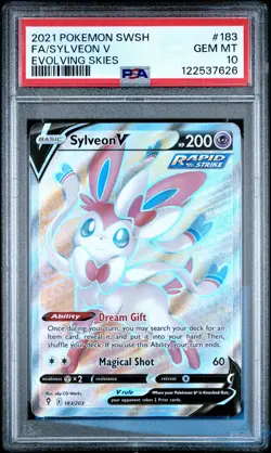 2021 POKEMON SWORD & SHIELD EVOLVING SKIES #183 FULL ART/SYLVEON V PSA 10 - Image 1