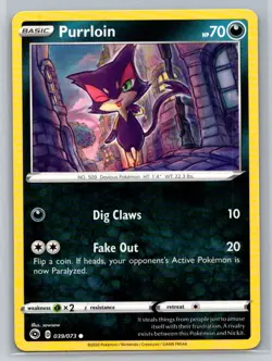 Purrloin #39/73 Champion's Path Common - Pokemon Cards G20 - Image 1