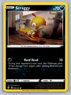 Scraggy #098/203 SWSH07: Evolving Skies Common - Pokemon Cards G20 - Image 1