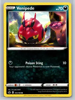 Venipede #105/198 SWSH06: Chilling Reign Common - Pokemon Cards G21 - Image 1