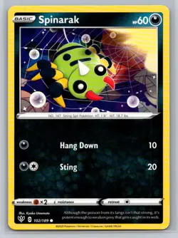 Spinarak #102/189 SWSH03: Darkness Ablaze Common - Pokemon Cards G20 - Image 1