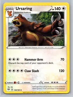 Ursaring #139/189 SWSH03: Darkness Ablaze Uncommon - Pokemon Cards G19 - Image 1