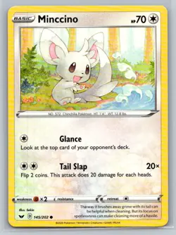 Minccino #145/202 SWSH01: Sword & Shield Base Set Common - Pokemon Cards G18 - Image 1