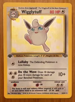 [LP] Wigglytuff 16/64 Jungle Holo Pokemon Card ** 1st Edition ** RARE! - Image 1