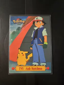 #1 Ash Ketchum | Pokemon 1999 Topps TV Series Info Card Feat. Pikachu - Image 1