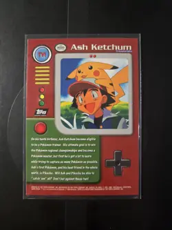 #1 Ash Ketchum | Pokemon 1999 Topps TV Series Info Card Feat. Pikachu - Image 4