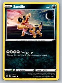 Sandile #107/185 SWSH04: Vivid Voltage Common - Pokemon Cards G20 - Image 1