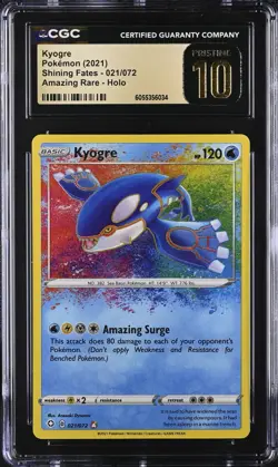 CGC 10 PRISTINE Kyogre 021/072 Amazing Rare Holo Shining Fates Pokemon Card - Image 1