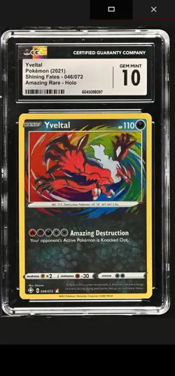 CGC 10 Gem Mint Yveltal Amazing Rare Shining Fates 046/072 Pokemon Card - Image 1