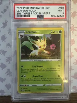 Pokemon Leafeon SWSH191 Holo Black Star Promo 2022 TCG Card PSA 9 MINT - Image 1