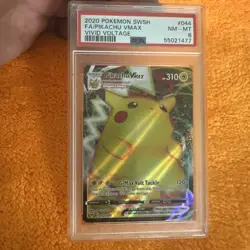 2020 Pokemon SWSH #044 Pikachu VMAX FULL ART VIVID VOLTAGE PSA 8 NM - Image 1