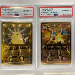 Pokemon PSA10 Celebrations UPC Metal Charizard #4 & Metal Pikachu #58 SIGNED - Image 1