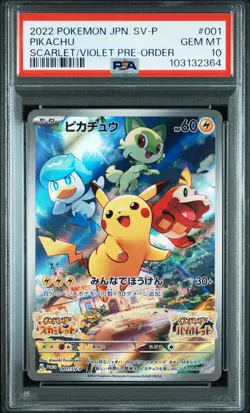2022 POKEMON JPN SV PROMO SCARLET & VIOLET PRE-ORDER #001 PIKACHU PSA 10 - Image 1