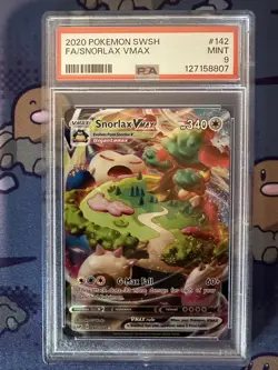 2020 POKEMON SWORD & SHIELD #142 FULL ART/SNORLAX VMAX PSA 9 - Image 1